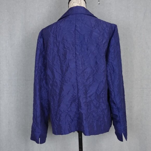 Chico’s | Blue Crinkle Jacket Front Hook Lightweight | Size L (12) - Picture 4 of 8